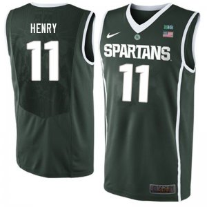Men Aaron Henry Michigan State Spartans #11 Nike NCAA Green Authentic College Stitched Basketball Jersey CH50G75CH